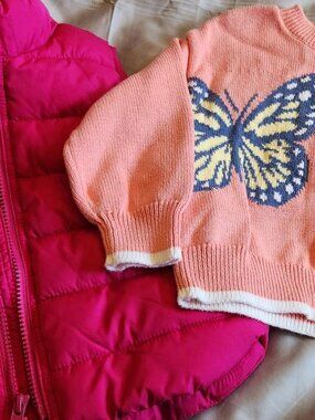 Bundle of TWO Baby GAP Pieces: Sweater and Bomber Vest for Girls 2T